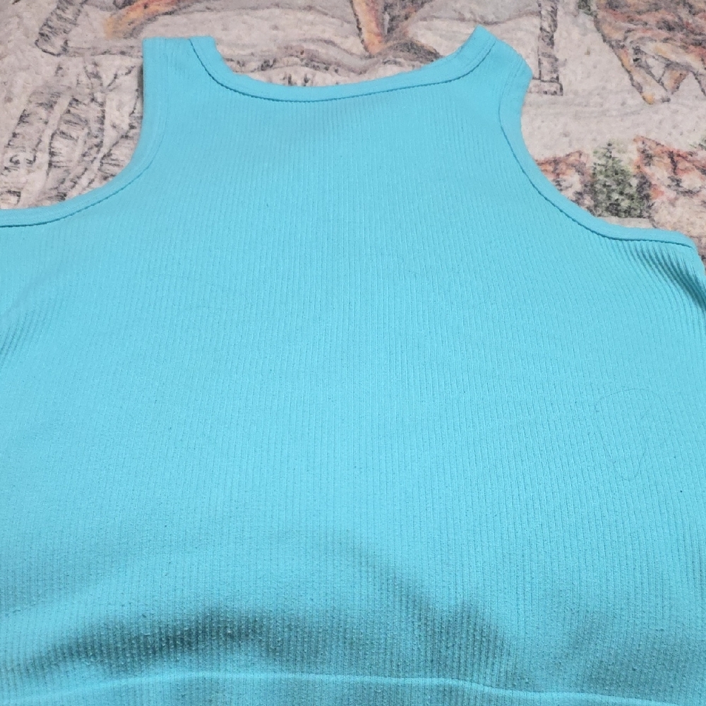Women’s Ribbed Tank Top - Aqua Blue